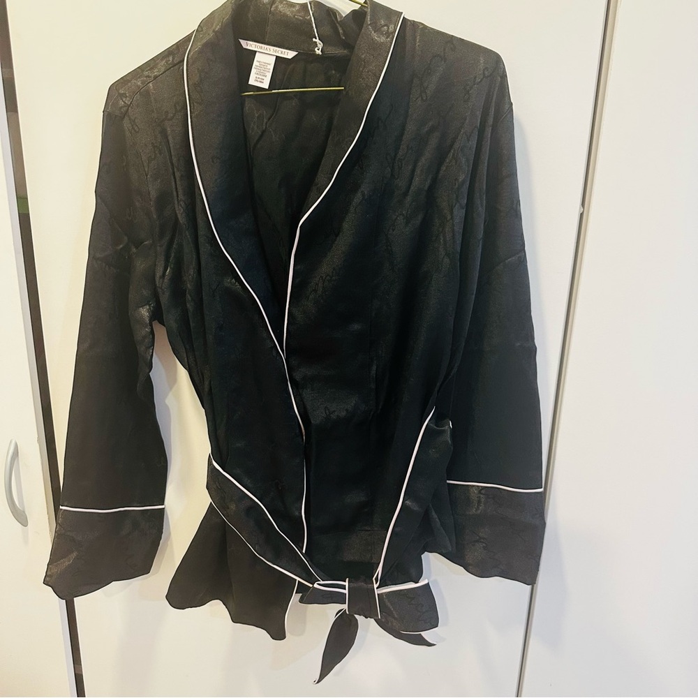 Victoria secret black satin robe